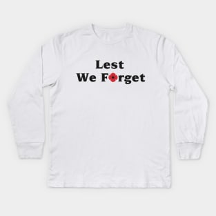 Lest We Forget. Remembrance Day Poppy Kids Long Sleeve T-Shirt